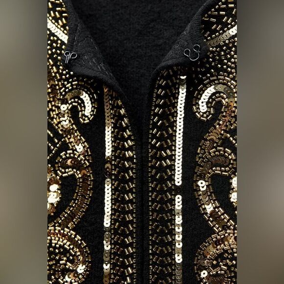 ZARA BEADED SEQUIN KNIT CARDIGAN - Picture 7 of 8